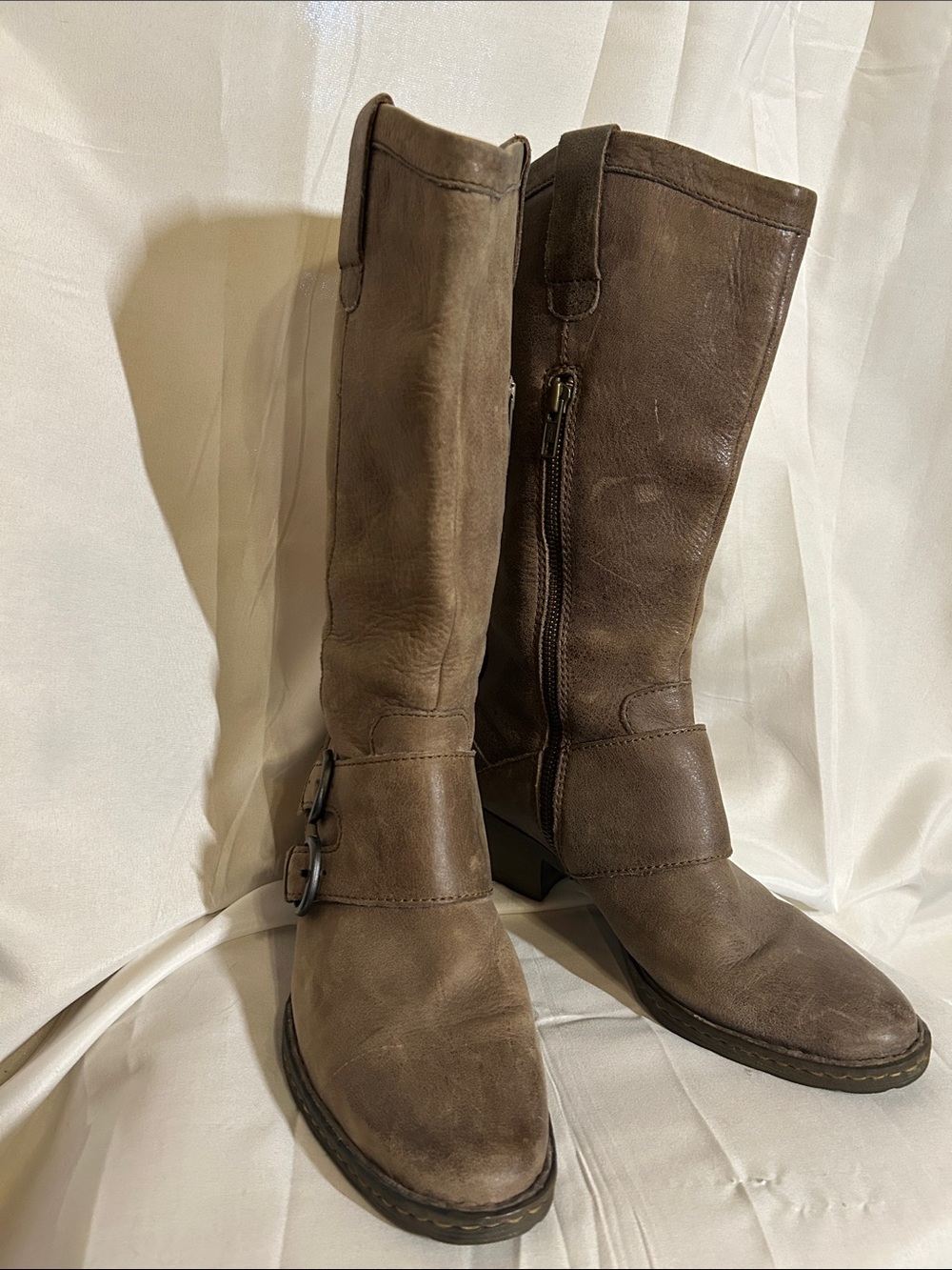 Born Distressed Knee-High Western Moto Boots